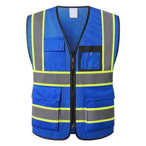 Chaleco de Seguridad Reflectante de Alta Visibilidad, Transpirable, Certificado CE, Gris con Rayas Amarillas, Cierre Frontal con Cremallera, Cuatro Bolsillos, Ropa de Trabajo Unisex - Product Image 5