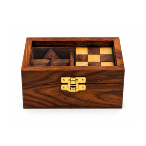 Coffret de 2 boîtes à puzzle en bois de rose indien, fabriquées à la main |   Jeux de casse-tête en bois |   Boîte cadeau avec couvercle en verre |   Puzzle en bois de qualité supérieure - Product Image 2