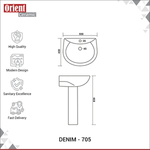 Leading Manufacturer Selling High Quality Home and Hotel Usage Bathroom Usage Pedestal Ceramic Hand Wash Basin Sink from India - Product Image 3