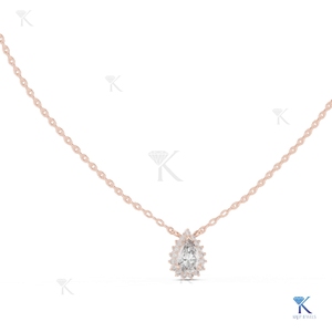 จี้เพชรทรงลูกแพร์แบบ Halo  ทองคำแท้ 14K 18K สำหรับผู้หญิง รูปทรงหยดน้ำ  เครื่องประดับเจ้าสาว ขายส่งจากผู้ผลิต - Product Image 3