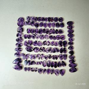 Ametyste violette naturelle, formes variées, cabochons polis, pierres en vrac certifiées par un tiers pour la fabrication de boucles d'oreilles et de bijoux, 10-25mm, 3-5g - Product Image 3