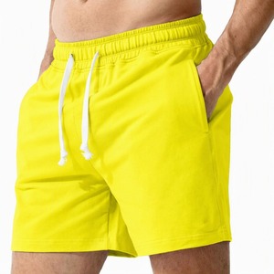 Shorts pour hommes en polyester tissé bleu uni à séchage rapide avec cordon de serrage, taille mi-haute, décontractés, avec poches, longueur courte - Product Image 5