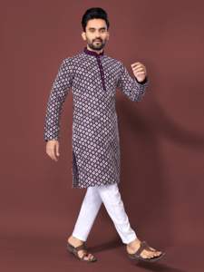 Kurta de Algodón Bordado para Hombre con Churidar Blanco para Bodas y Fiestas, Estilo Indio y Pakistaní, Casual, de Secado Rápido y Reversible - Product Image 1