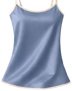 Ensemble pyjama personnalisé en satin bleu poussière avec short et caraco pour femme, vêtements de nuit doux en soie, ensemble deux pièces d'été avec nœud - Product Image 2