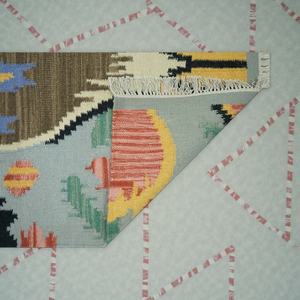 Alfombra Persa Abstracta de Lana Hecha a Mano, Tejido Plano, Ecológica |   Alfombra Antigua de Estilo Vintage - Product Image 6