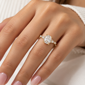 Bague Éternité Ovale en Or Jaune avec Moissanite, Sertie à Griffes, Bijou de Luxe pour Femme, Or Massif 14K Certifié GRA - Product Image 3
