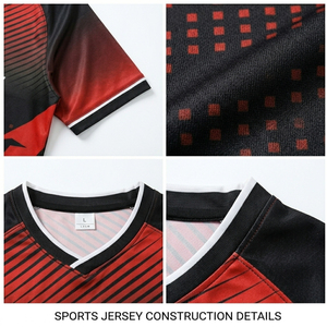 Maillot de football personnalisé sublimé pour homme, col en V, manches courtes, évacuation de l'humidité, 100 % polyester, coupe athlétique, toutes saisons - Product Image 2