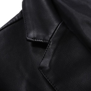 Blousons en cuir décontractés pour hommes, coupe ajustée, style motard, col rabattu, noir, en cuir et daim, pour hommes, jusqu'à 5XL - Product Image 6