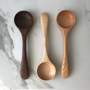 Juego de 4 cucharas de madera de haya hechas a mano, madera, hueso, primera calidad, servidores, cuchara, respetuoso con el medio ambiente, fabricante - Product Image 1