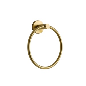 Porte-serviette mural minimaliste en laiton, circulaire, à un seul niveau, résistant à la rouille, support de rangement en métal, accessoire de salle de bain - Product Image 1
