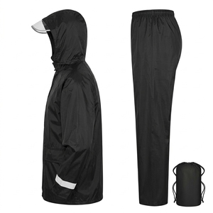 Combinaison de pluie imperméable en gros, 2 pièces (veste et pantalon) avec bandes réfléchissantes, légère et portable, pour adultes - Product Image 2