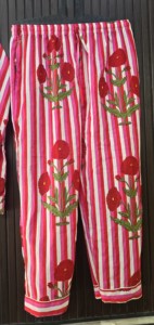 Women's 100% Cotton <b>Pajama</b> Set Full Sleeve Floral Striped Loose Fit Collar Button Fly Spring Wear - Product Image 2