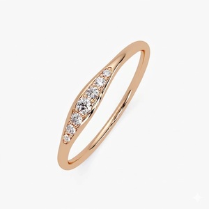 10K/14K/18K Gold Graduated Lab Grown Diamond <b>Ring</b> Minimalist <b>Stacking</b> Band Pinky <b>Ring</b> Tapered Pave Set Band Everyday Luxury Gift - Product Image 1