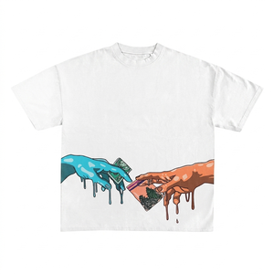 Camiseta 100% algodón para hombre, corte holgado, estampada, Premium, 220 GSM, camiseta de algodón para hombre, blanca, multicolor, estampado gráfico DTG personalizado - Product Image 1