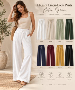 Ensemble deux pièces décontracté en coton premium : pantalon ample taille mi-haute à jambe large et débardeur blanc - Collection en gros du fabricant - Product Image 2