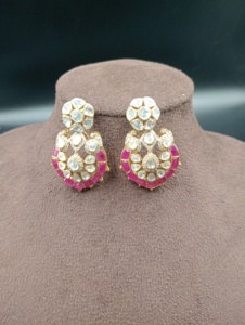 Luxury Gold Plated Studs <b>Chandelier</b> Earrings <b>Crystal</b> Rhinestones Pink Flower Design Women's Wedding Gift Jewelry Handmade - Product Image 5