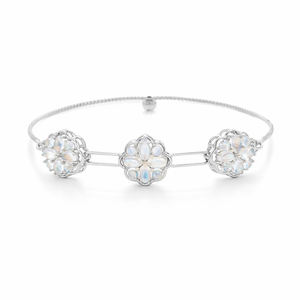 925 Sterling Silver <b>Rainbow</b> Moonstone Gerbera Daisy Inspired Floral <b>Bracelet</b> 24 Stone Gold & Rhodium Plated - Product Image 2