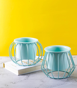 Ensemble de 2 supports métalliques durables et légers avec jardinières (plantes non incluses) Pots en métal pour la décoration de la maison - Product Image 5