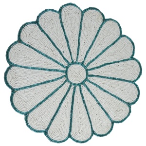 Rounded <b>Placemat</b> Best Handmade <b>Beaded</b> <b>Placemat</b> and Seep Design Light Colored Beads Home Decor Coaster Design Mat - Product Image 4