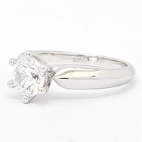 Bagues de fiançailles et de mariage classiques en argent sterling plaqué rhodium 4 couches avec zircone solitaire, qualité or, 5 mm, style européen pour femme