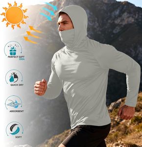 Haut de pêche à capuche pour homme, manches longues, protection solaire UPF 50, cache-visage et cache-cou intégrés, prix usine, étiquetage personnalisé, OEM - Product Image 4
