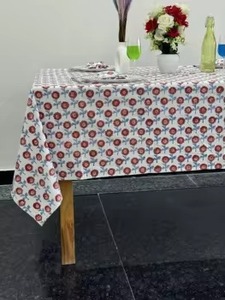 2026 Luxury Handmade Cotton Block Print <b>Tablecloth</b> Set Floral Printed Tablemat for Dining Hotel or Restaurant Wholesale - Product Image 3
