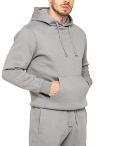 Sweat-shirt à capuche gris uni pour homme, coupe classique, en molleton de coton, décontracté, avec poche avant, pour l'automne, 300 g, vente en gros 2026 - Product Image 2