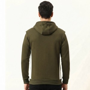 Men's Contrast Sleeve Pullover Hoodie Premium Cotton Blend <b>Fleece</b> Sweatshirt Drawstring <b>Hood</b> Kangaroo Pocket Casual Athletic Str - Product Image 2