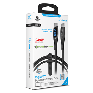 DigiWATT 6ft USB-C per USB-C il cavo LED digitale - Product Image 5