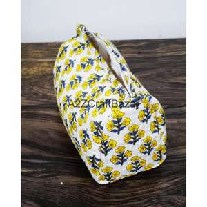 Pochette de voyage multifonctionnelle en coton imprimé avec pompon, écologique, sur mesure, avec fermeture éclair, disponible en 3 tailles pour organiser les cosmétiques - Product Image 6