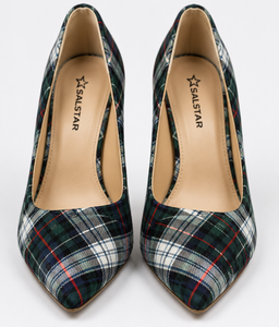 Zapatos de Tacón Alto Stiletto con Diseño Tartán para Mujer, Zapatos de Vestir con Punta en Pico para Bodas, Fábrica OEM ODM, Marca Salstar - Product Image 1