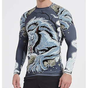Men Long Sleeve Rash Guard <b>Compression</b> <b>Shirt</b> Graphic Print UV Protection Quick Dry High Quality OEM - Product Image 4