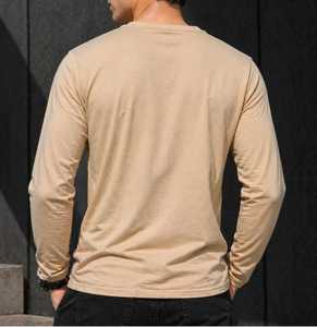 <b>Men's</b> Beige Long Sleeve <b>Henley</b> <b>Shirt</b> Regular Fit V-neck Knitted Casual Solid Color Regular Length STELLAR Polyester/Cotton - Product Image 4
