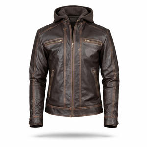 Chaqueta de Cuero Genuino Marrón para Hombre, Impermeable, Resistente al Viento, Casual, Clásica, de Invierno, Fabricante ODM - Product Image 1