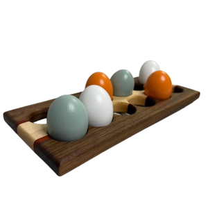 Plateau à œufs portable de forme rectangulaire, porte-œufs en bois fait à la main pour le rangement, la présentation et l'organisation des œufs - Product Image 6