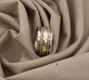 แหวนเงินแท้ทำมือสองสีแบบหมุนได้ สไตล์โบโฮ สำหรับงานแต่งงาน ขายส่ง - Product Image 5