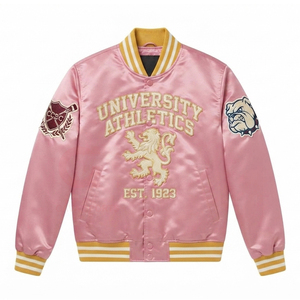OEM Service Men's <b>Coats</b> Custom Running Jacket Satin Embroidered Bomber Men Running Baseball Windbreaker Jacket - Product Image 4