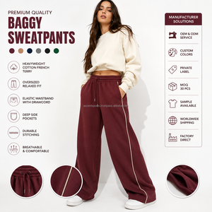 OEM <b>Womens</b> Baggy Fit Wide Leg <b>Jogging</b> <b>Pants</b> in Cotton Fleece Streetwear OEM Durable Drawstring Soft Stylish Elastic Waist - Product Image 5