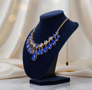 Collar de Plata de Ley 925 con Circonitas Cúbicas Azules Multiforma, 16 Pulgadas, 70g, Chapado en Oro de 18K, Collar Pesado para Bodas y Fiestas - Product Image 2