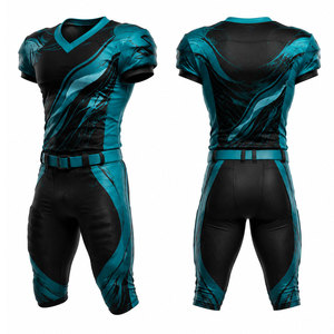 Uniforme de football pour hommes noir et turquoise, sublimation, détection par aiguille, fusion sans couture, respirant, 100 % polyester, pour adultes - Product Image 1