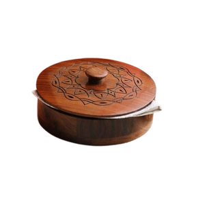 Boîte de rangement en bois pour roti, fabriquée à la main, boîte à chapati, chauffe-roti, plat de service, pour cuisine et maison - Product Image 5