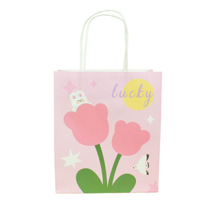 ถุงของขวัญกระดาษคราฟท์พิมพ์ลายดอกไม้-กระดาษออกแบบดอกไม้รีไซเคิลสำหรับขายปลีกวันเกิดงานแต่งงานบรรจุภัณฑ์ส่งเสริมการขาย-#03 - Product Image 4