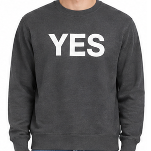 Custom <b>Men's</b> Dark <b>Grey</b> Crewneck <b>Sweatshirt</b> Minimalist Bold YES Printed Pullover - Product Image 2