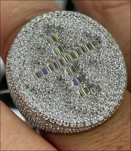Solid 925 Sterling Glam Rhodium Plated Cocktail <b>Ring</b> With Micro Pave Cubic Zirconia Cross Design Jewelry - Product Image 3