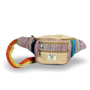 Lamatar1 Stylish Himalayan Hemp Cotton 4-Pockets Fanny Pack Bohemian Design <b>Backpack</b> with Portable Canvas Lining Made In Nepal - Product Image 1