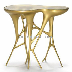 Modern Handmade Stainless Steel Metal Unique Shape Shinny Polished <b>Marble</b> <b>Top</b> <b>Side</b> & End <b>Table</b> Home Furniture - Product Image 3