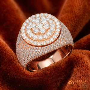 925 Sterling <b>Silver</b> Rose Gold Round <b>Ring</b> Micro Pave Round Cut Lab Diamond Iced Out Hip Hop Jewellery <b>Mens</b> <b>Ring</b> - Product Image 2
