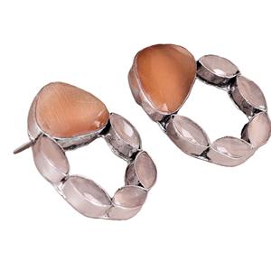 Pendientes de Plata Antigua con Baño de Latón, Diseño Floral Bohemio, con Circonitas y Engaste de Bisel, para Mujer, Joyería de Compromiso - Product Image 2