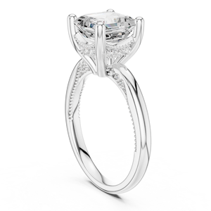 แหวนทองคำขาว 14K คุณภาพสูง ประดับเพชรทรง Asscher แบบสี่ขา ฝังเพชรเพาะเลี้ยงในห้องปฏิบัติการ ได้รับการรับรองจาก GRA แหวนคลาสสิกสำหรับสาวๆ - Product Image 4