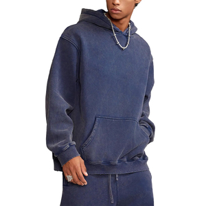 Sweat-shirts unis en molleton de coton épais, style streetwear délavé, pour hommes, à prix abordable - Product Image 1